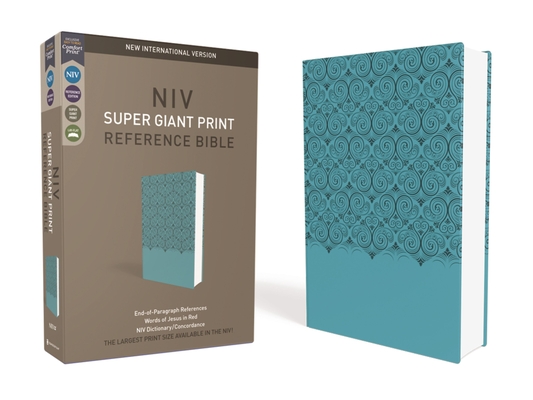 NIV, Super Giant Print Reference Bible, Imitation Leather, Blue, Red Letter Edition By Zondervan Cover Image
