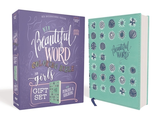 Niv, Beautiful Word Coloring Bible for Girls Pencil/Sticker Gift Set, Updated, Leathersoft Over Board, Teal, Comfort Print: 600+ Verses to Color Cover Image