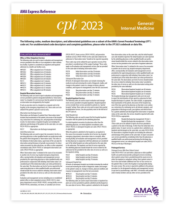 CPT 2023 Express Reference Coding Card: General/Internal Medicine Cover Image