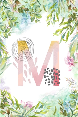 M: Letter M Initial Personalized Monogram Notebook - Pink Green Blue Watercolor Flower on White College Ruled Notebook, W By Miamor16 Alphabet Monogram Notebooks Cover Image