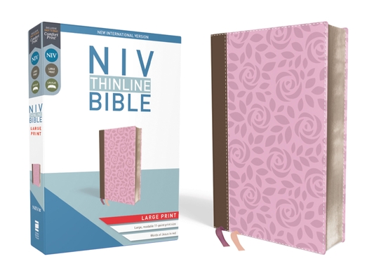 NIV, Thinline Bible, Large Print, Imitation Leather, Pink, Red Letter Edition By Zondervan Cover Image