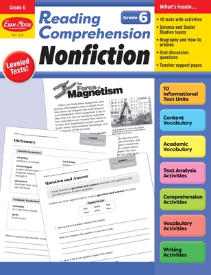 Reading Comprehension: Nonfiction, Grade 6 Teacher Resource Cover Image