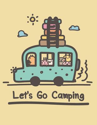 Let's go camping: Let's go camping with animals on yellow cover and Dot Graph Line Sketch pages, Extra large (8.5 x 11) inches, 110 page Cover Image