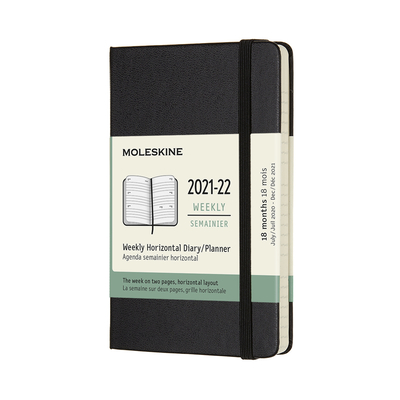 Moleskine 2021-2022 Weekly Horizontal Planner, 18M, Pocket, Black, Hard Cover (3.5 x 5.5) Cover Image