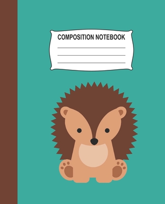 Composition Notebook: Aqua Wide Ruled Notebook With A Cute Baby Hedgehog Cover Image