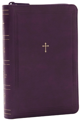 NKJV Compact Paragraph-Style Bible W/ 43,000 Cross References, Purple Leathersoft with Zipper, Red Letter, Comfort Print: Holy Bible, New King James V By Thomas Nelson Cover Image