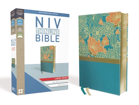 NIV, Thinline Bible, Large Print, Imitation Leather, Blue, Red Letter Edition Cover Image