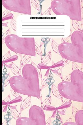 Composition Notebook: Key to My Heart Pattern / Pink and Cream (100 Pages, College Ruled)