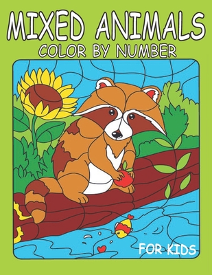 Mixed Animals Color By Number for Kids: Animals Collection Activity  Coloring Book for Kids Relaxation and Stress Relief.(Ages 4-8) (Paperback)  | Hooked