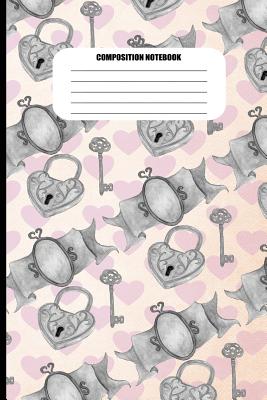 Composition Notebook: Heart Lock and Key Pattern (100 Pages, College Ruled) Cover Image