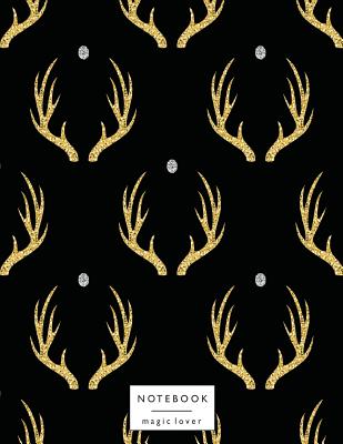 Notebook magic lover: Antler on black cover and Dot Graph Line Sketch pages, Extra large (8.5 x 11) inches, 110 pages, White paper, Sketch, By Magic Lover Cover Image