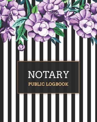 Notary Public Logbook: Watercolor Floral Stripes, Notary Notebook, Notary Public Record Book, Notary Receipt Book, Notarial Record Cover Image