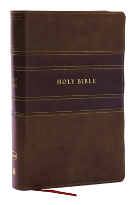 NKJV Personal Size Large Print Bible with 43,000 Cross References, Brown Leathersoft, Red Letter, Comfort Print Cover Image