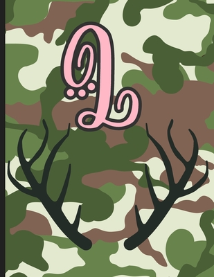 L: Camouflage Monogram Initial L Notebook for Girls - 8.5" x 11" - 100 pages, College Ruled- Camo, Hunting, Huntress, Out
