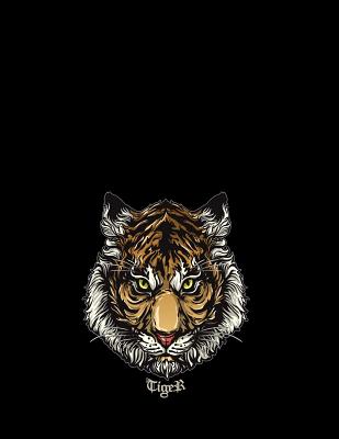 Tiger: Tiger on black cover and Dot Graph Line Sketch pages, Extra large (8.5 x 11) inches, 110 pages, White paper, Sketch, D (Tiger on Black Notebook #3)