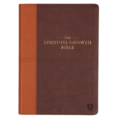 The Spiritual Growth Bible, Study Bible, NLT - New Living Translation Holy Bible, Faux Leather, Chocolate Brown/Ginger Cover Image