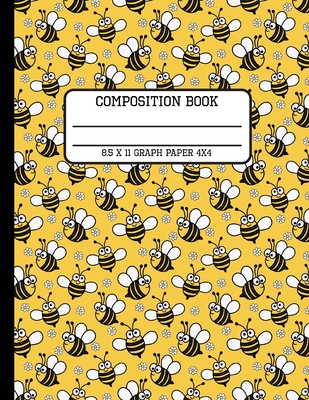 Composition Book Graph Paper 4x4: Cute Bumblebee Insect Back to School Quad Writing Notebook for Students and Teachers in 8.5 x 11 Inches Cover Image