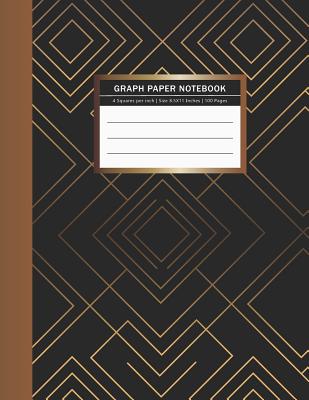 Graph Paper Notebook: Gold & Black Background Graphing Notebook Quad Ruled Notebook 4 Squares per inch Science & Math Notebook Graph Composi Cover Image