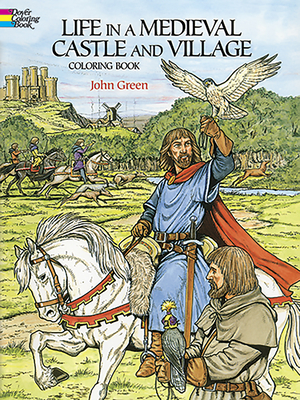 Life in a Medieval Castle and Village Coloring Book Cover Image