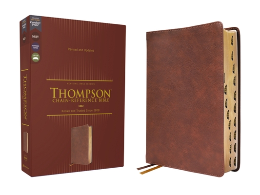 Nkjv, Thompson Chain-Reference Bible, Leathersoft, Brown, Red Letter, Thumb Indexed, Comfort Print Cover Image