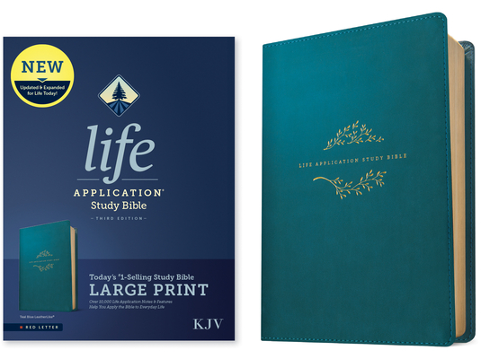 KJV Life Application Study Bible, Third Edition, Large Print (Leatherlike, Teal Blue, Red Letter) Cover Image