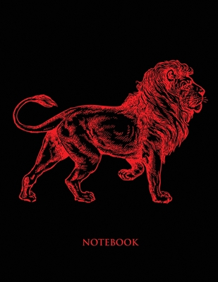 Lion Notebook: Half Picture Half Wide Ruled Notebook - Large (8.5 x 11 inches) - 110 Numbered Pages - Red Softcover Cover Image