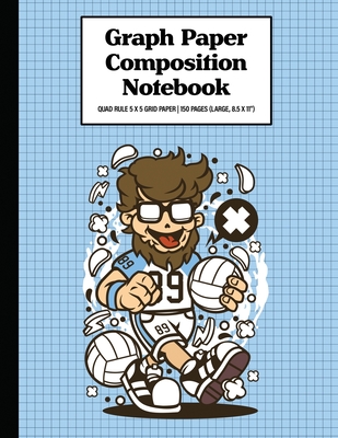 Graph Paper Composition Notebook Quad Rule 5x5 Grid Paper - 150 Sheets ( Large, 8.5 x 11): Hipster Volleyball (Paperback)