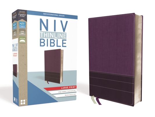 NIV, Thinline Bible, Large Print, Imitation Leather, Purple, Red Letter Edition By Zondervan Cover Image