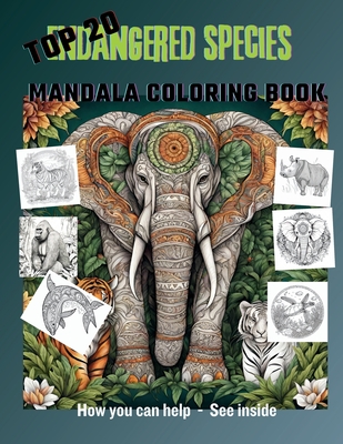 Top 20 Endangered Species Mandala Coloring Book Cover Image