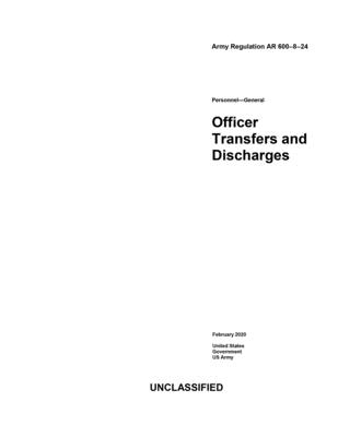 Army Regulation Ar 600 8 24 Officer Transfers And Discharges February Brookline Booksmith