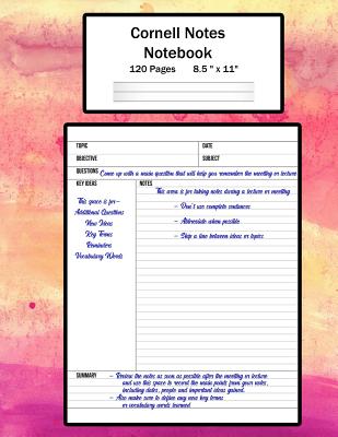 Cornell Notes Notebook: Note Taking System, For Students, Writers, Meetings, Lectures Large Size 8.5 x 11 (21.59 x 27.94 cm), Durable Matte Wa Cover Image