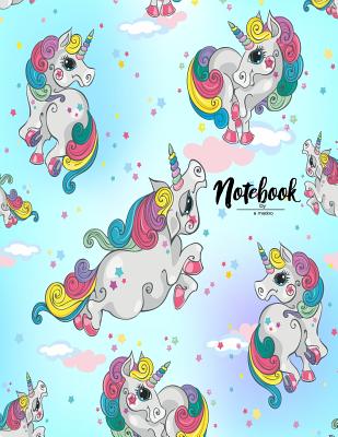 Notebook: Magical Unicorn on Rainbow Cover and Dot Graph Line Sketch Pages, Extra Large (8.5 X 11) Inches, 110 Pages, White Pape Cover Image