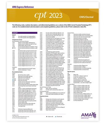 CPT 2023 Express Reference Coding Card: Oms/Dental Cover Image