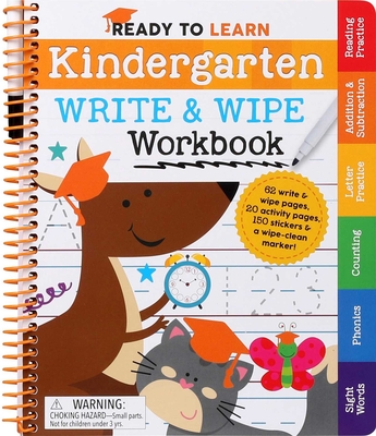 Ready to Learn: Kindergarten Write and Wipe Workbook: Addition, Subtraction, Sight Words, Letter Sounds, and Letter Tracing By Editors of Silver Dolphin Books Cover Image