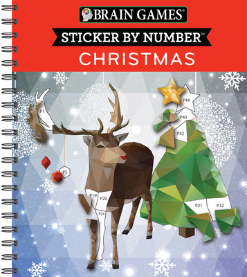 Brain Games - Sticker by Number: Christmas (28 Images to Sticker - Reindeer Cover) Cover Image