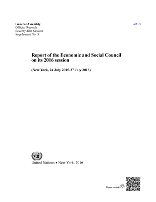 Report of the Economic and Social Council on Its 2016 Session: 24 July 2015 - 27 July 2016 Cover Image
