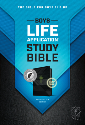 NLT Boys Life Application Study Bible, Tutone (Leatherlike, Neon/Black, Indexed) Cover Image
