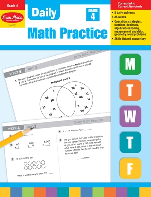 Daily Math Practice, Grade 4 Teacher Edition By Evan-Moor Corporation Cover Image