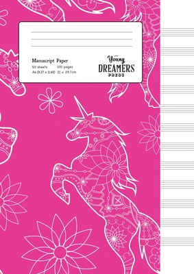 Manuscript Paper: Floral Unicorn A4 Blank Sheet Music Notebook Cover Image