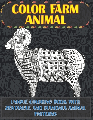 Color Farm Animal - Unique Coloring Book with Zentangle and Mandala Animal Patterns By Kathleen Cotton Cover Image