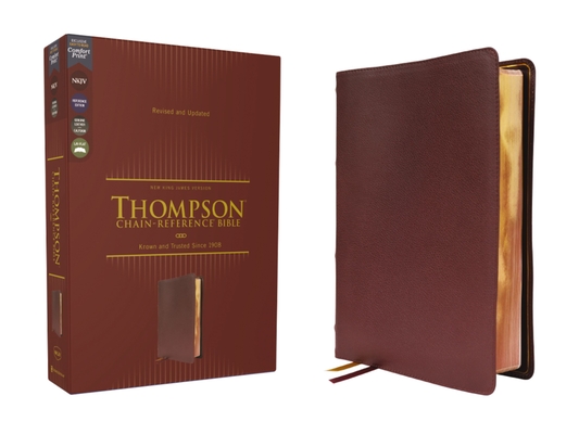 Nkjv, Thompson Chain-Reference Bible, Genuine Leather, Calfskin, Burgundy, Red Letter, Comfort Print Cover Image