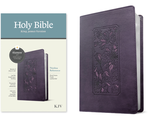 KJV Thinline Reference Bible, Filament-Enabled Edition (Leatherlike, Floral Frame Purple, Red Letter) Cover Image