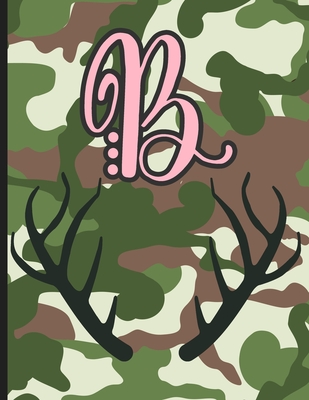 B: Camouflage Monogram Initial B Notebook for Girls - 8.5