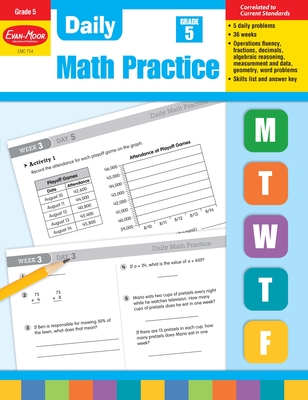 Daily Math Practice, Grade 5 Teacher Edition By Evan-Moor Corporation Cover Image