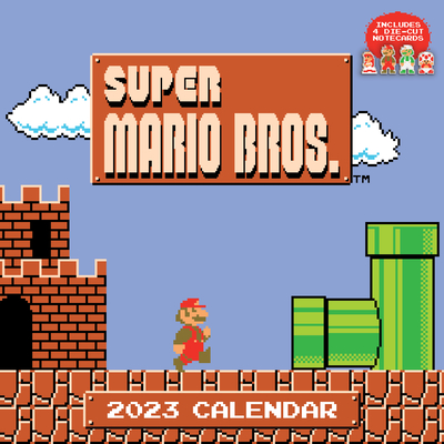Super Mario Bros. 8-Bit Retro 2023 Wall Calendar with Bonus Diecut Notecards By Nintendo Cover Image