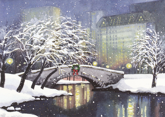 Snowfall in the Park Deluxe Boxed Holiday Cards By Peter Pauper Press Inc (Created by) Cover Image