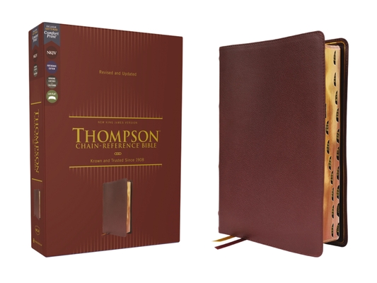 Nkjv, Thompson Chain-Reference Bible, Genuine Leather, Calfskin, Burgundy, Red Letter, Thumb Indexed, Comfort Print Cover Image