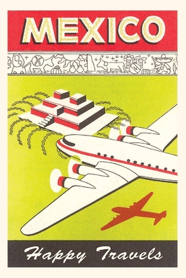 Vintage Journal Plane Over Mexico Pyramid Travel Poster Cover Image