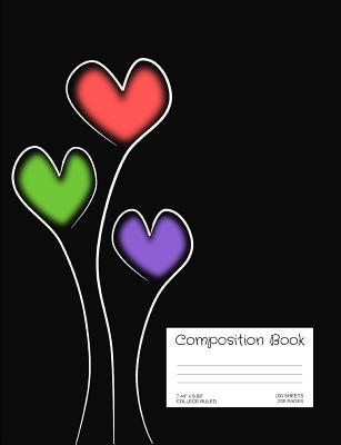 Composition Book: Hearts; college ruled; 100 sheets/200 pages; 7.44