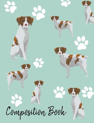 Composition Book: Brittany Spaniel Paw Prints Cute School Notebook 100 Pages Wide Ruled Paper Cover Image